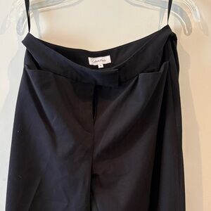 Calvin Klein Black Wide-Leg Trousers with Draped Waist